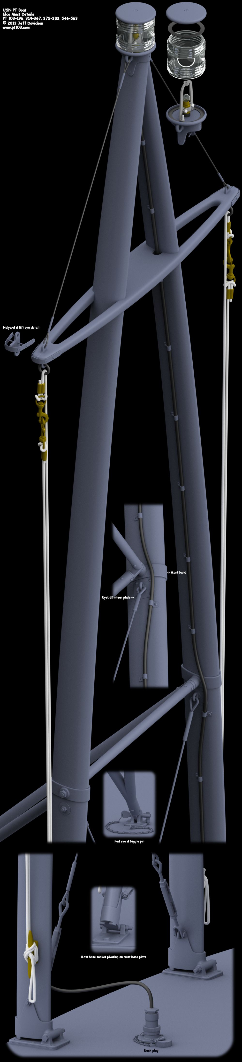 Elco PT Boat 103 Class Mast Perspective